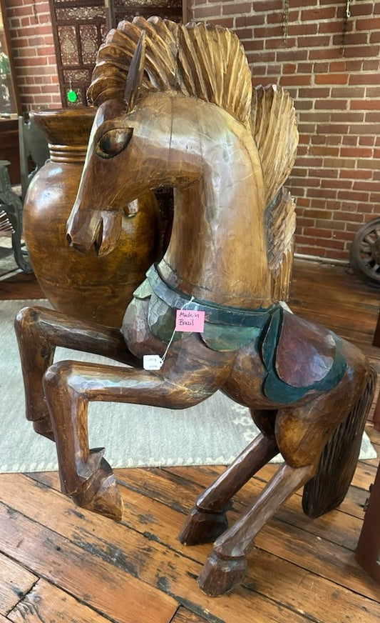 Wooden Horse Statue from Casa Bella, Hot Springs