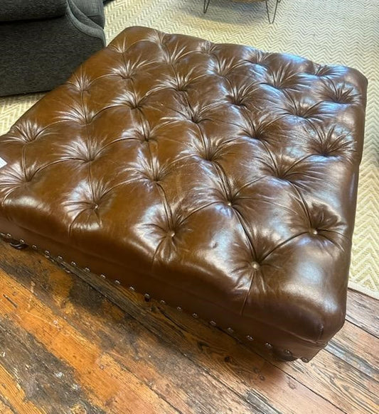 King Hickory Brand Leather Tufted Ottoman from Casa Bella, Hot Springs