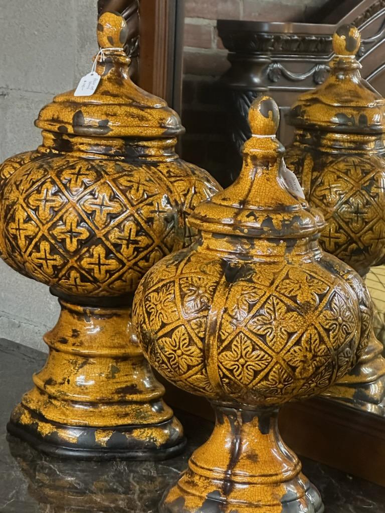 Pair of Pottery Lidded Vases from Casa Bella, Hot Springs
